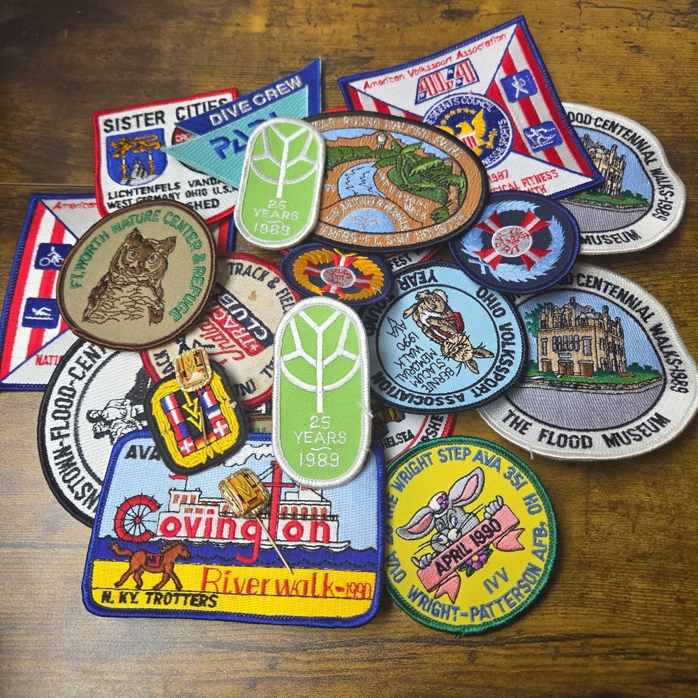 Vintage 80s 90s Embroidered Patch Lot Volkssport AVA IVV Johnstown Flood PADI
